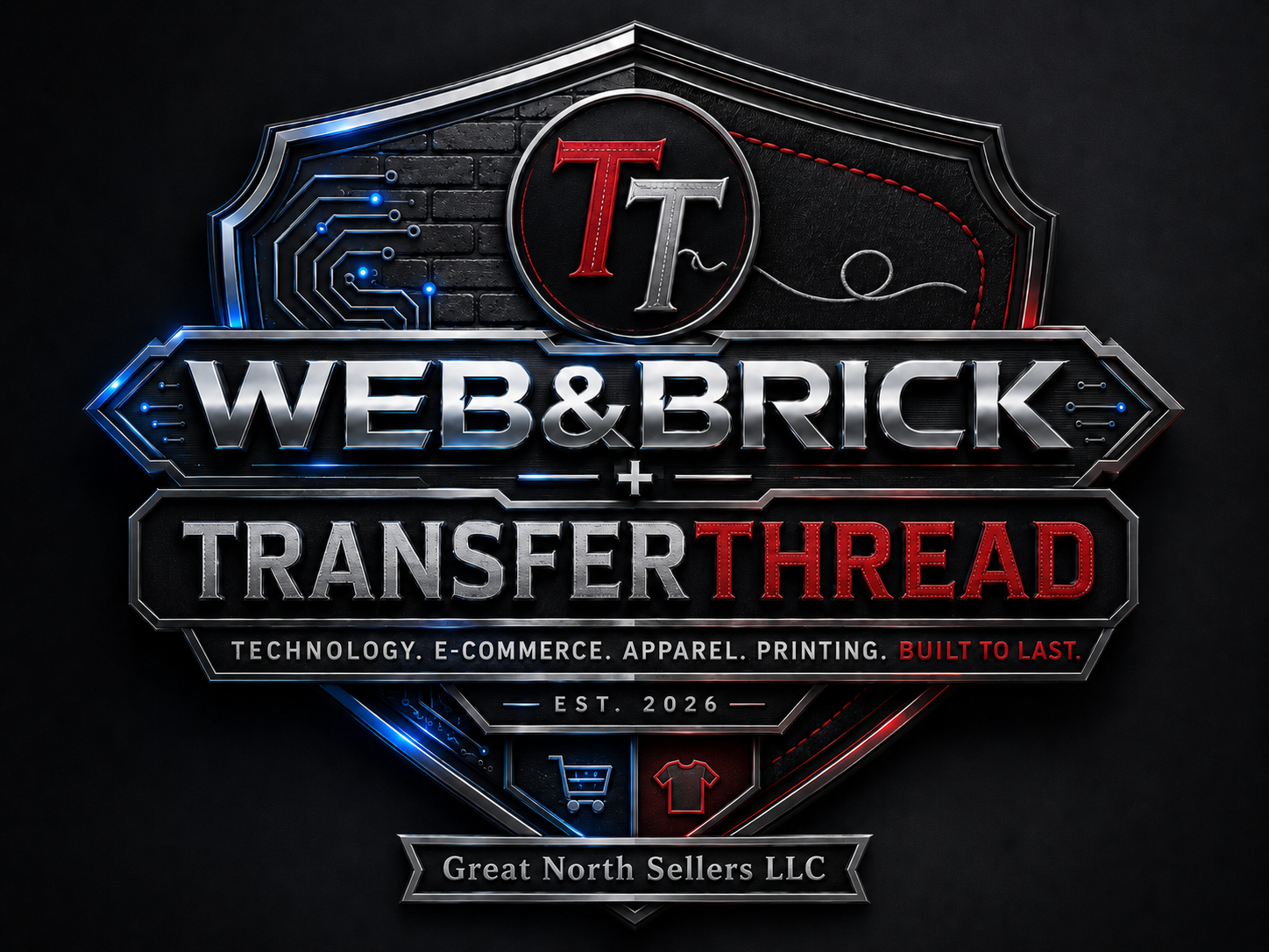 Web and Brick and Transfer Thread shield logo